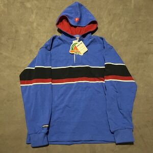 Vintage Barbarian Rugby Hoodie Mens Size M Blue‎ Striped RUGHOOD5 Argus